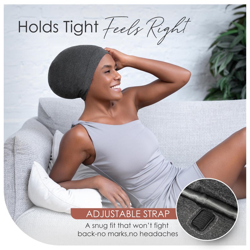 CAPLORD Silk Bonnet - Adjustable Satin Night Cap Cover for Curly Hair, Sleep Cap for Men & Women - Image 3